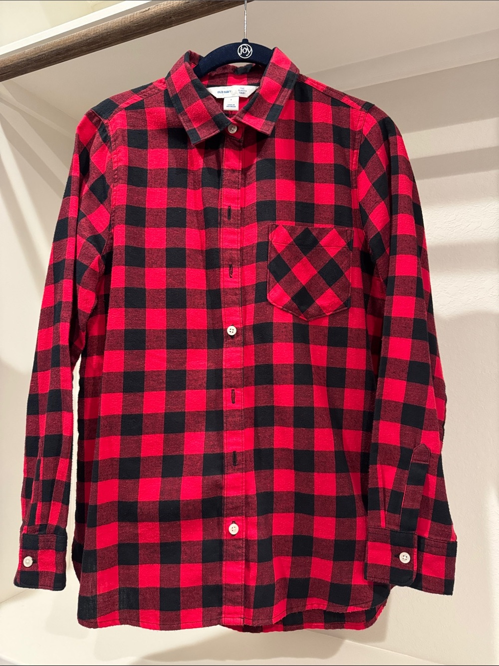 Old Navy Red and Black Buffalo Plaid Button-Down Shirt